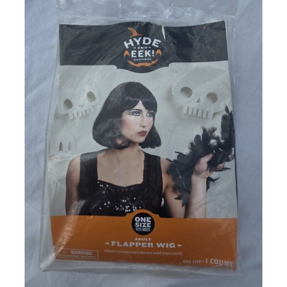Hyde and Eek Adult wig Black flapper style  one‎ size fits most Halloween bob